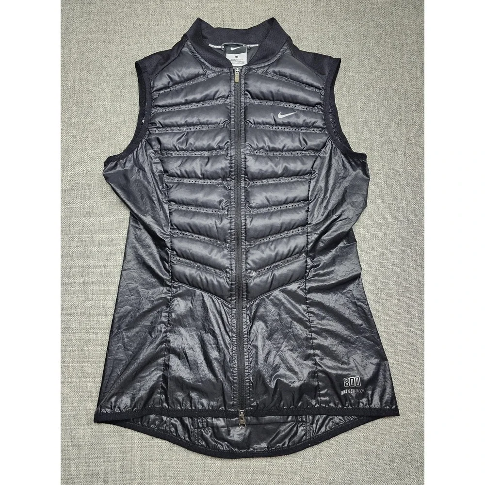 Nike Aeroloft 800 Vest Womens XS Black Running Insulated Down Warm Packable